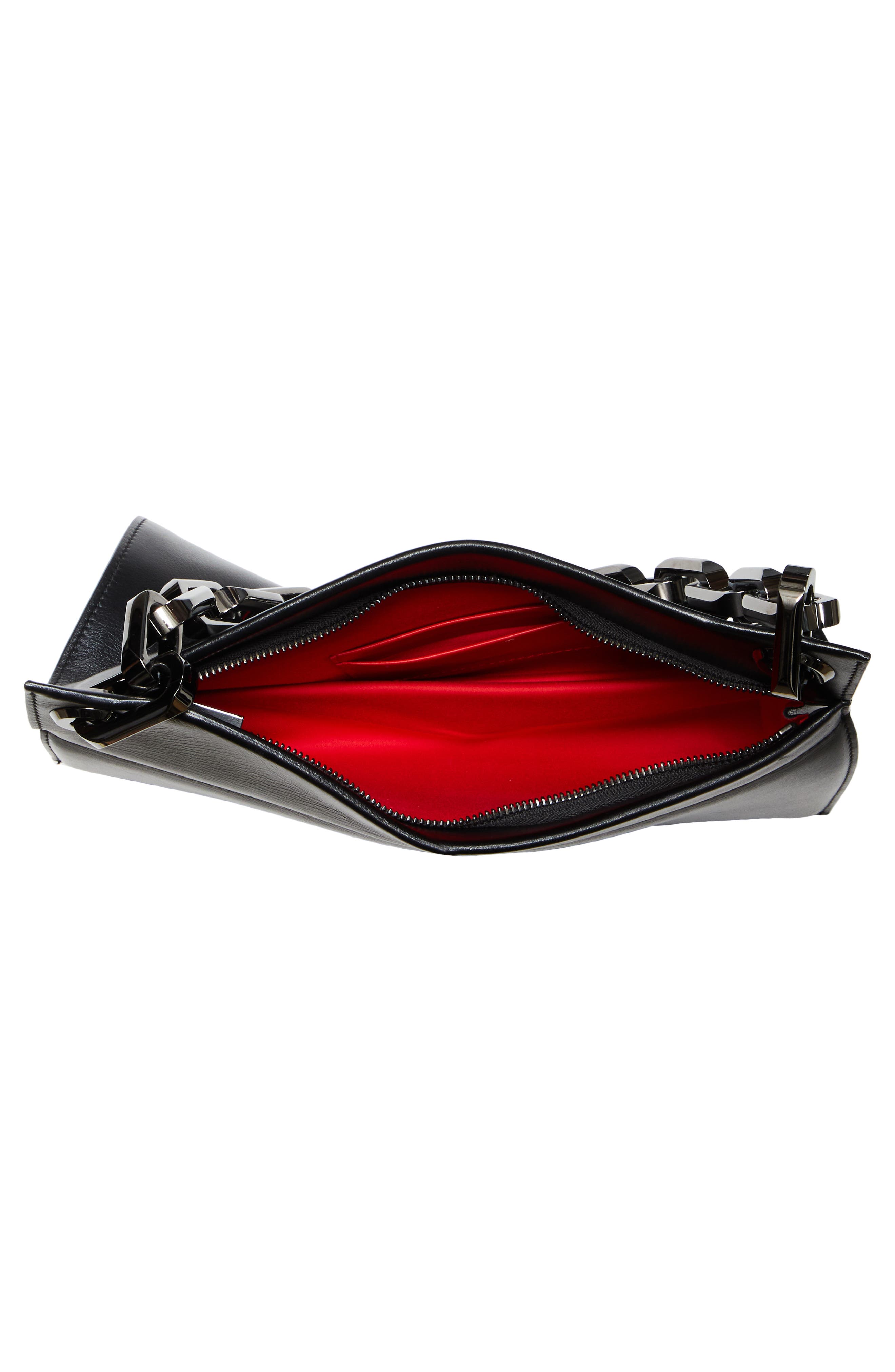 Loubitwist Chain Leather Shoulder Bag, Alternate, color, B078 BLACK/ GUN METAL