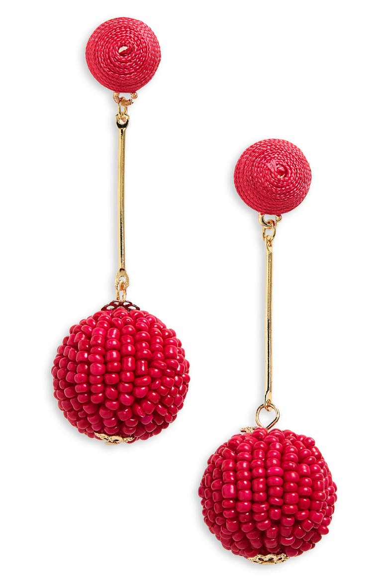 Beaded Bauble Drop Earrings, Main, color, GOLD/ FUCHSIA
