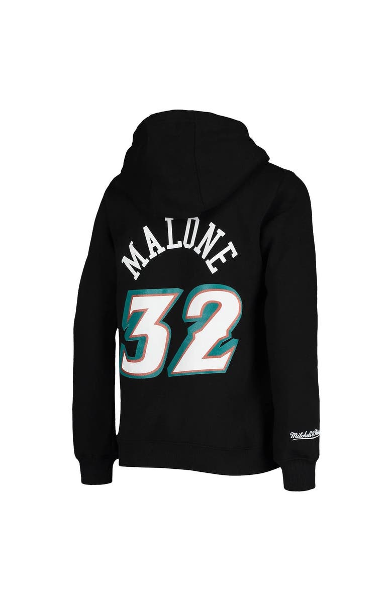 Mitchell & Ness Youth Mitchell & Ness Karl Malone Black Utah Jazz Hardwood Classics Name & Number Pullover Hoodie, Alternate, color,