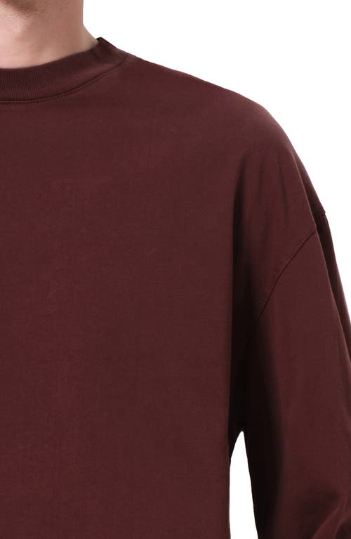 Agolde Asha Long Sleeve Cotton T-shirt In Burgundy