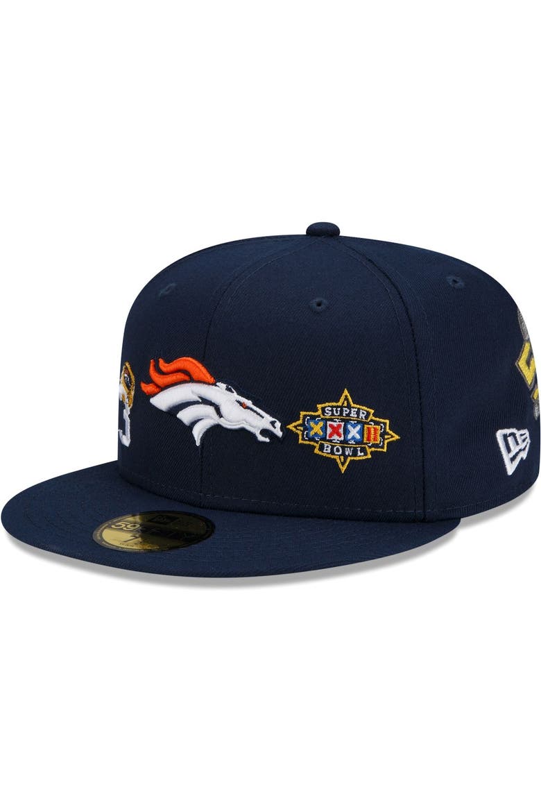 Men's New Era Navy Denver Broncos 3x Super Bowl Champions Count The Rings 59FIFTY Fitted Hat, Main, color, Navy
