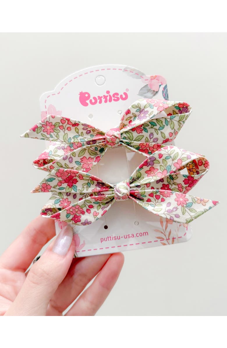 Puttisu 2pc Bow Clip Set, Alternate, color, Floral Garden