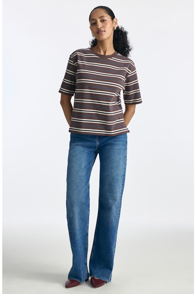 Stripe Cotton Jersey T-Shirt, Alternate, color, CHOCOLATE MARTINI ST