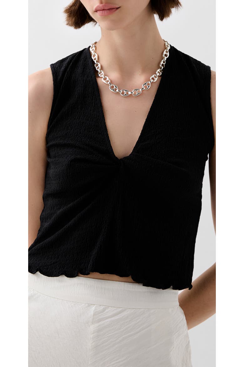 Wrinkle Chestknot Tee, Main, color, Black