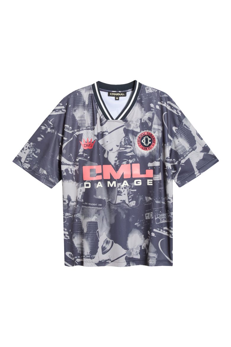 Carnival FC Football T-Shirt, Alternate, color, GREYSCALE/ CORAL