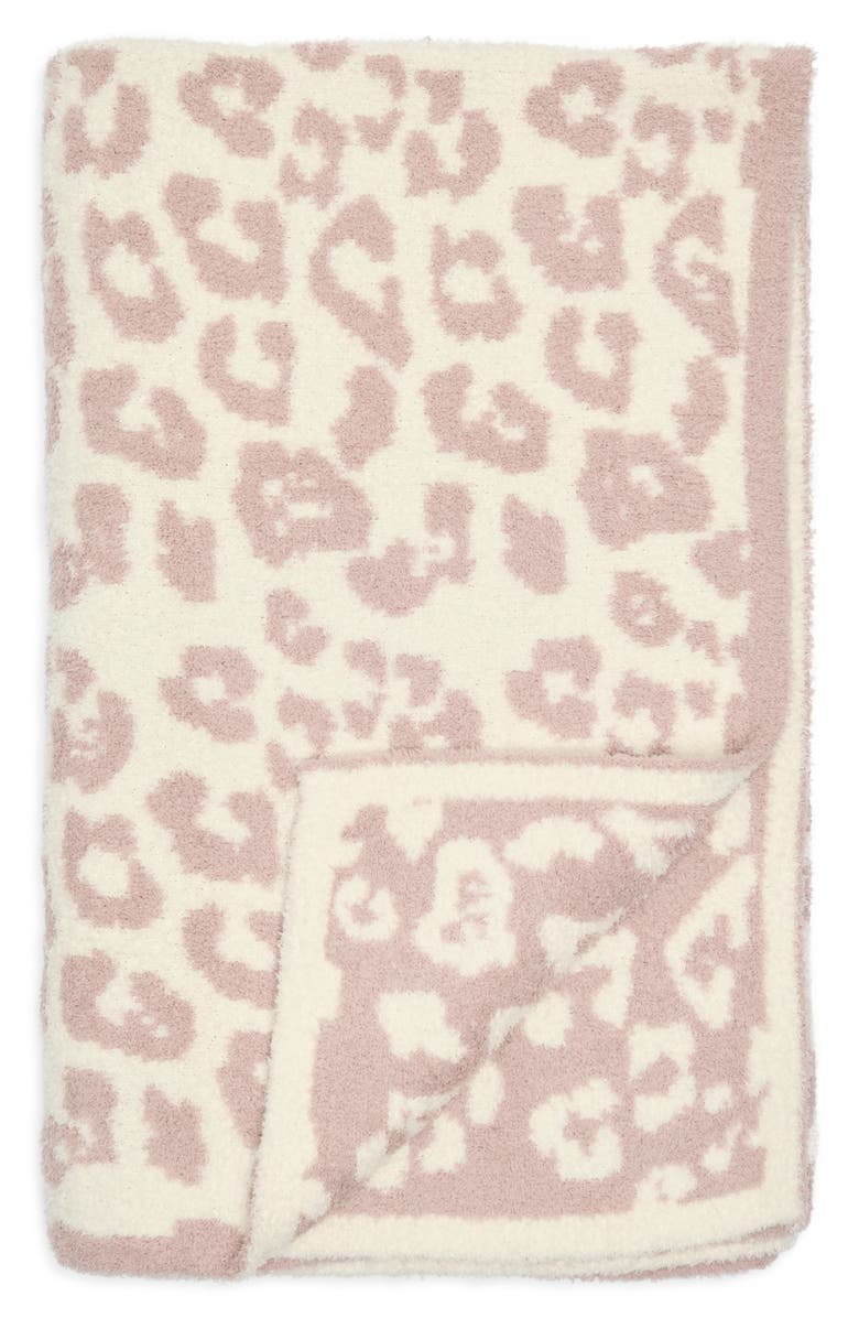 Barefoot Dreams<sup>®</sup> CozyChic<sup>®</sup> Leopard Print 45 x 60 Throw Blanket, Main, color, Faded Rose/ Cream