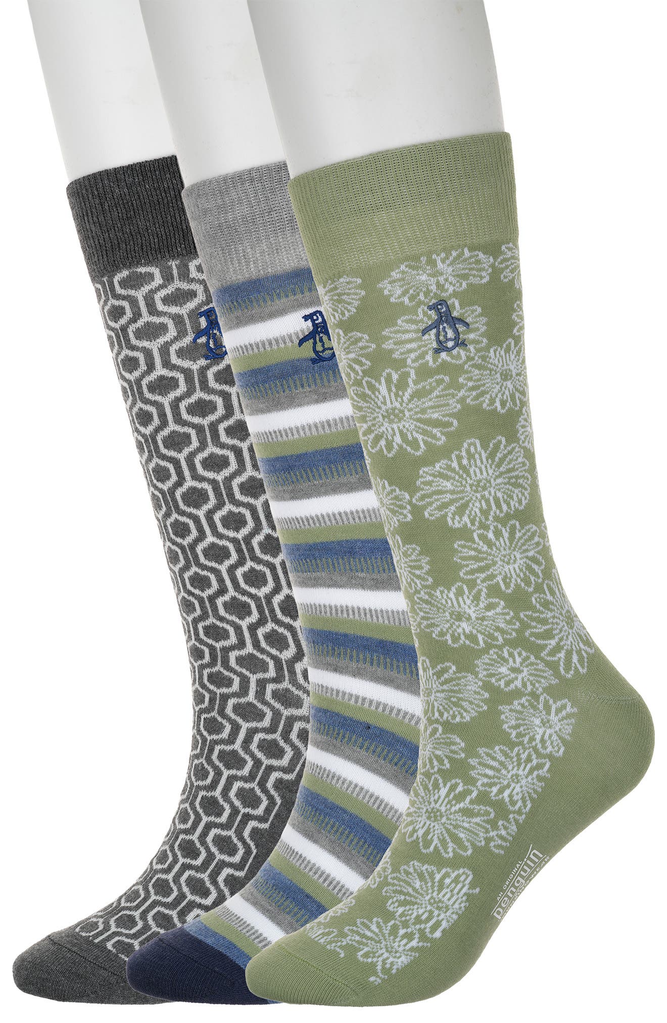 Original Penguin Ayres Floral Assorted 3-Pack Crew Socks