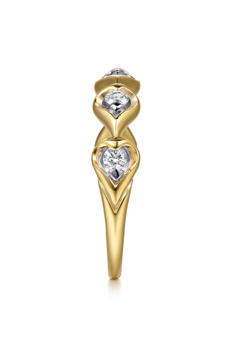 14k Gold Diamond Heart Ring, Alternate, color, 14K YELLOW/ WHITE GOLD
