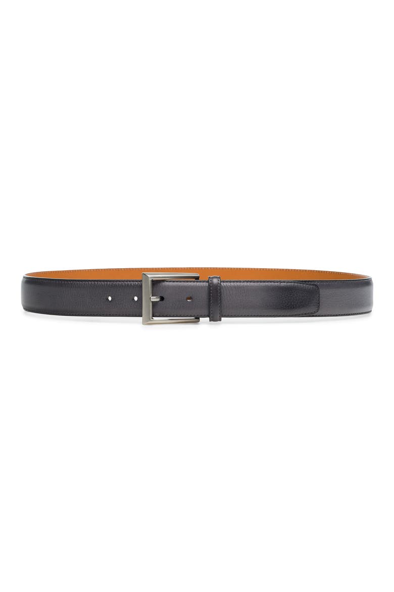 Rocas Leather Belt, Main, color, GREY