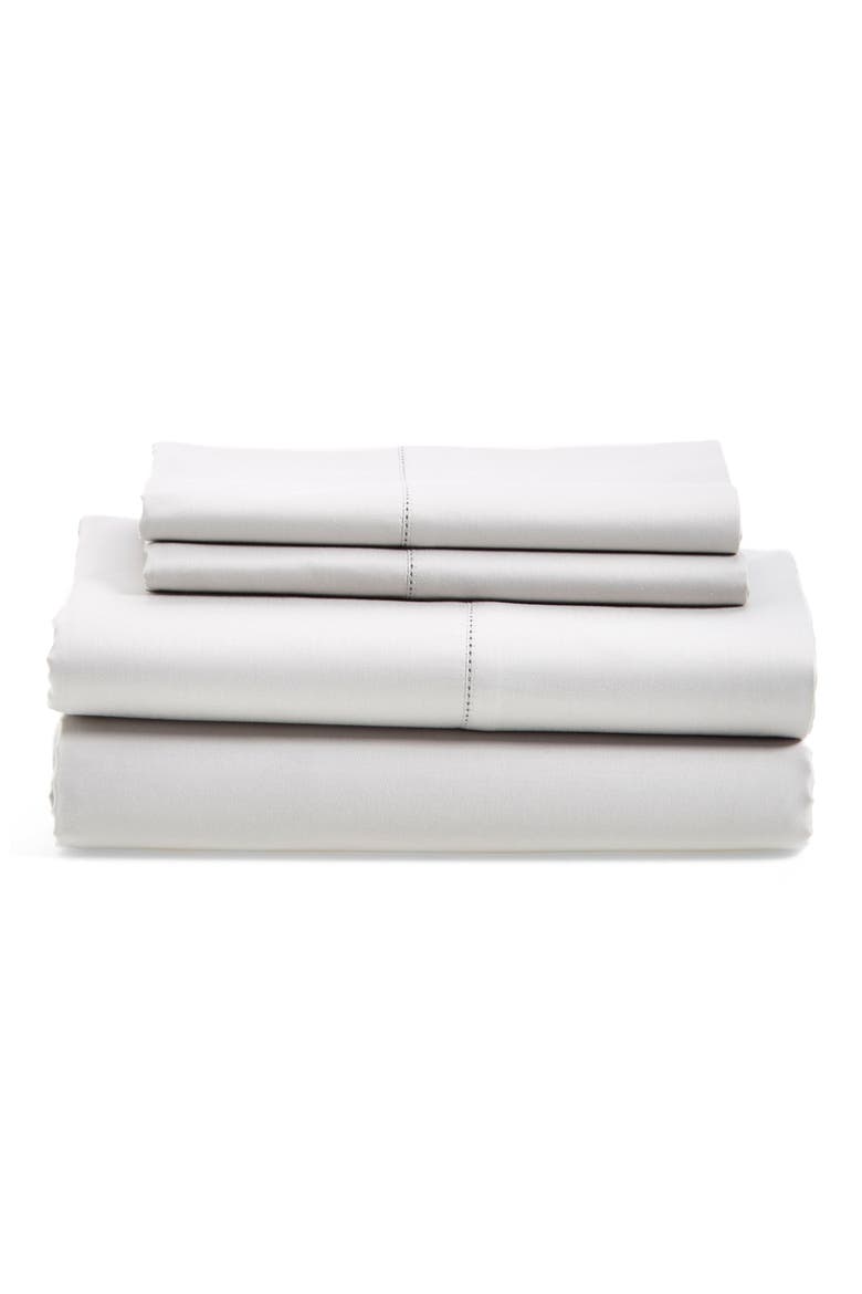 600 Thread Count Egyptian Cotton Flat Sheet, Main, color, GREY VAPOR