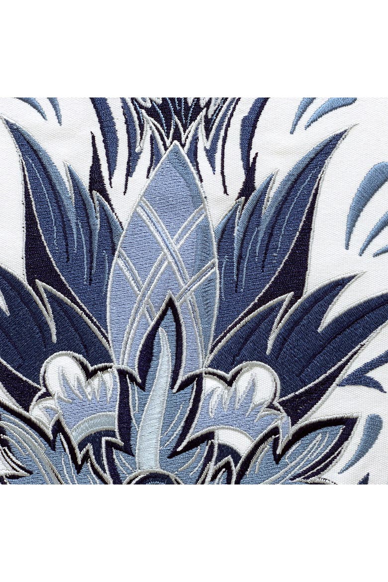 Indigo Series Morris Thistle Embroidered Indoor/Outdoor Decorative Accent Throw Pillow, Alternate, color, Blue