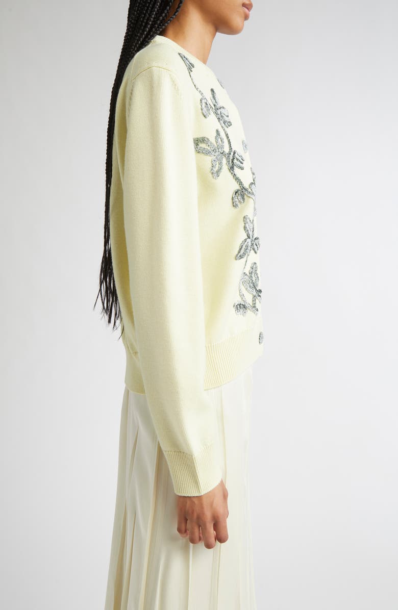 Jil Sander Floral Embroidered Cardigan, Alternate, color, Lime Wash