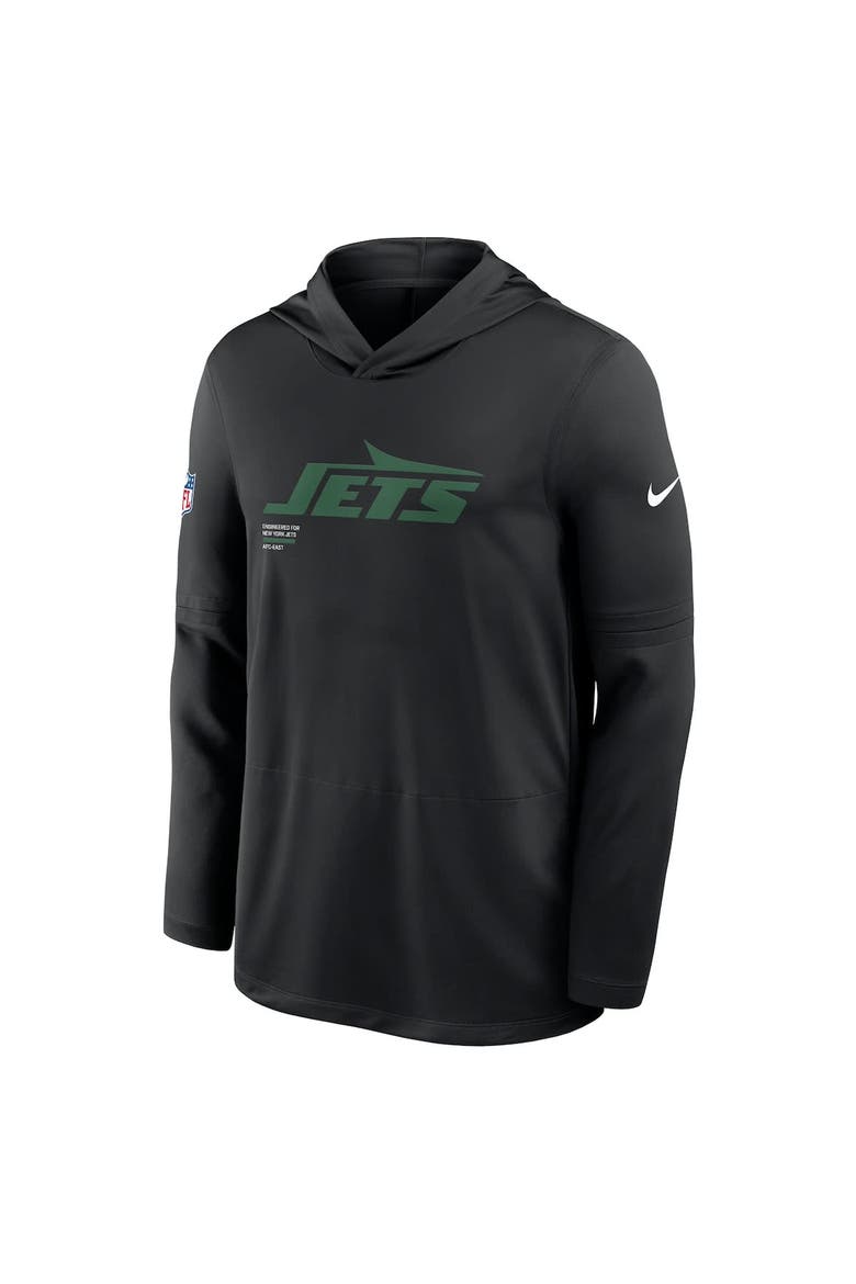 Men's Nike Black New York Jets Sideline Pure Fury Performance Long Sleeve Hoodie T-Shirt, Alternate, color, Black