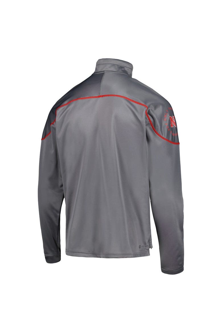 Men's adidas Gray Nebraska Huskers AEROREADY Knit Quarter-Snap Jacket, Alternate, color, Gray