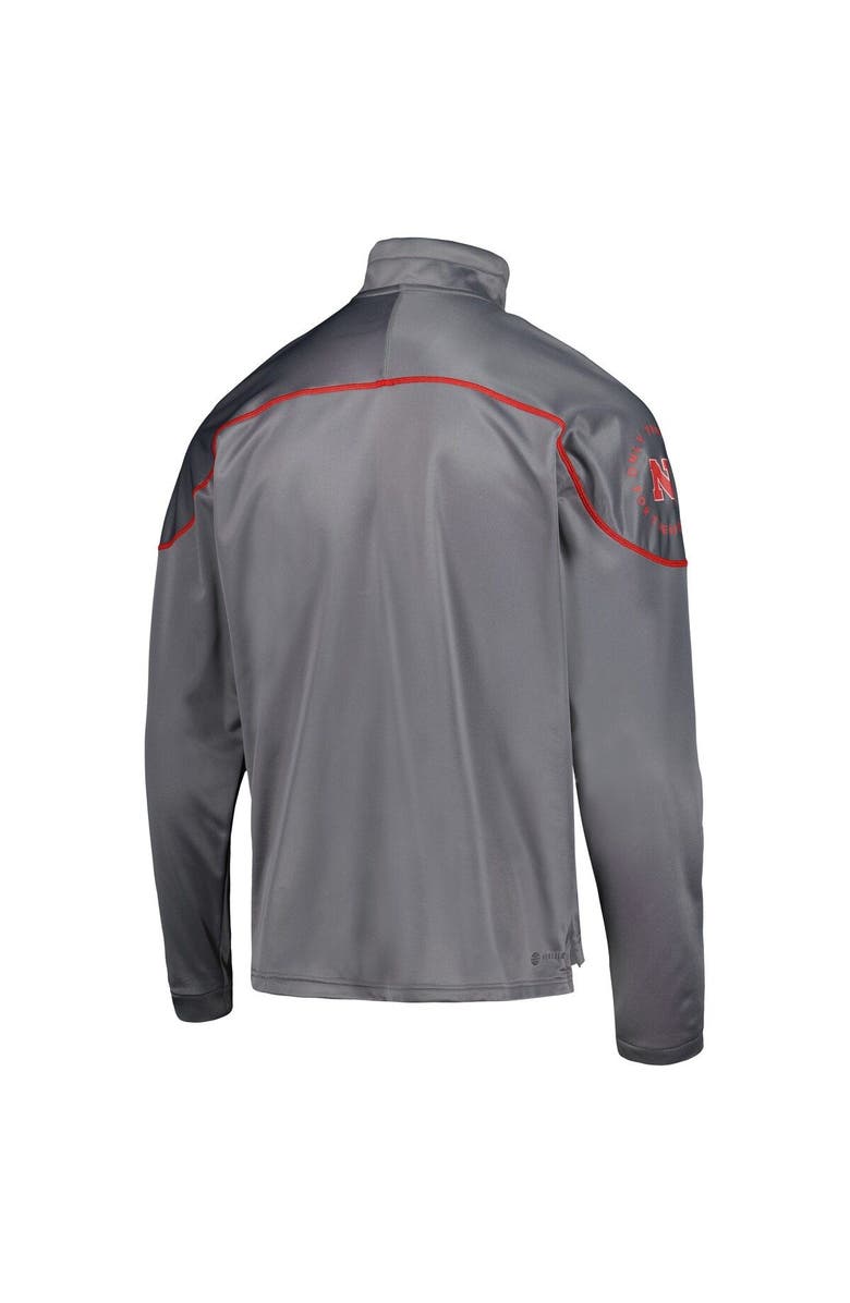 adidas Men's adidas Gray Nebraska Huskers AEROREADY Knit Quarter-Snap Jacket, Alternate, color, Gray