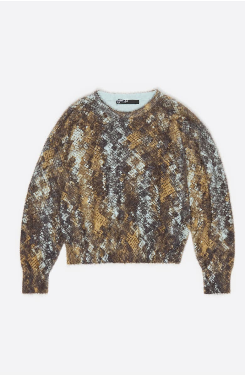 Bimba y Lola Snake Fur Balloon Sweater, Alternate, color, Snake Khaki