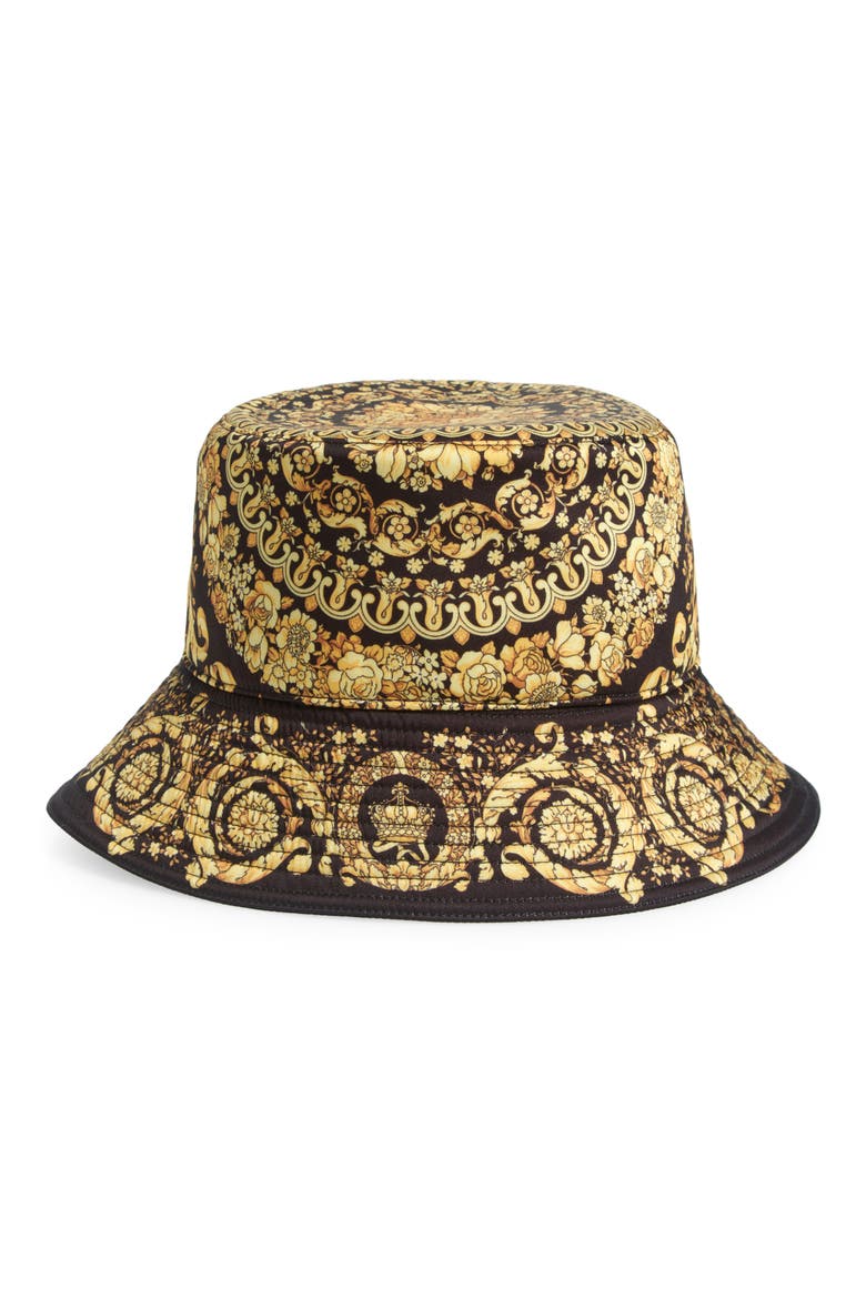 Barocco Drill Bucket Hat, Main, color, BLACK GOLD