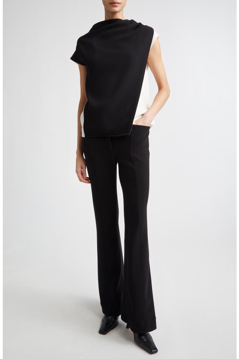 Elsa Asymmetric Double Crepe Top, Alternate, color, BLACK MULTI