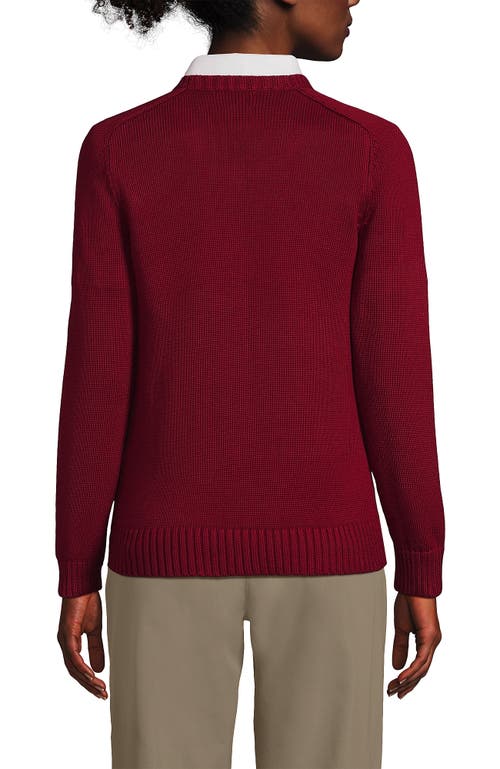 Lands' End School Uniform Young  Cotton Modal V-neck Sweater In Garnet