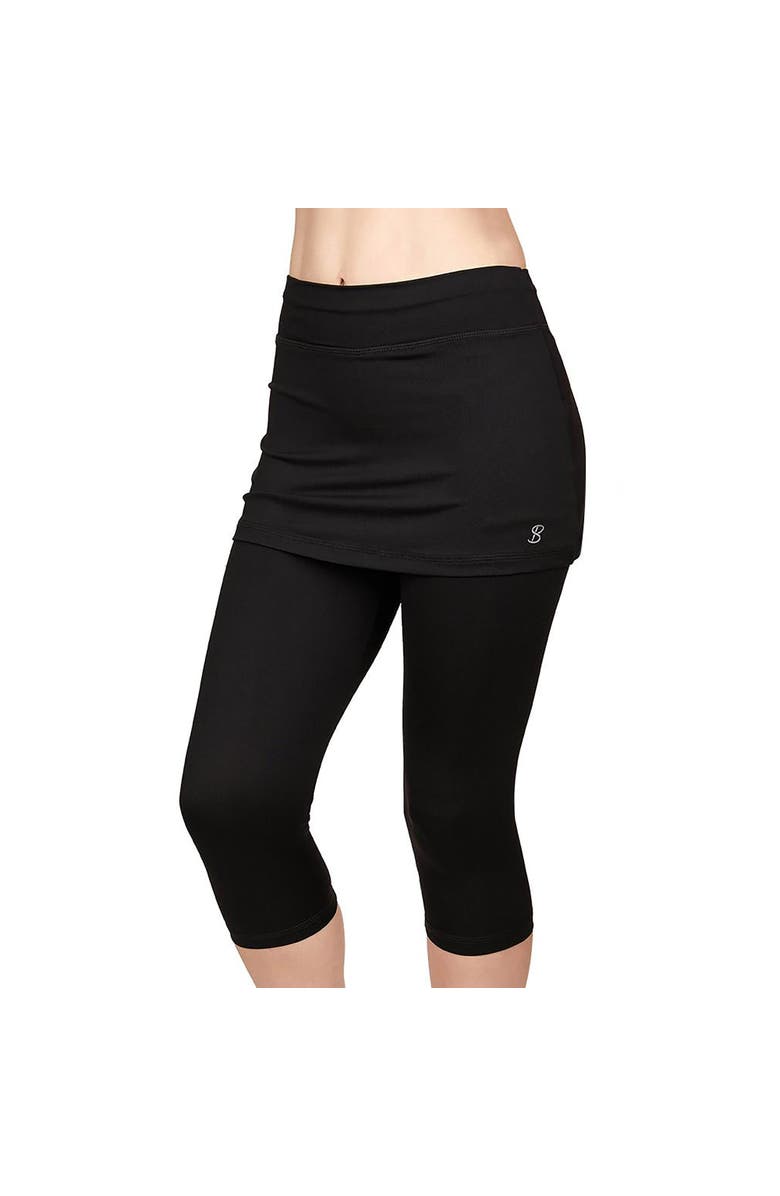 Sofibella UV Staples Abaza 13in Womens Tennis Skirt with Capri Leggings, Main, color, Black