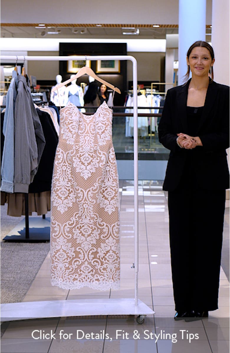 Kendall Beaded Lace & Mesh Column Dress, sales video thumbnail