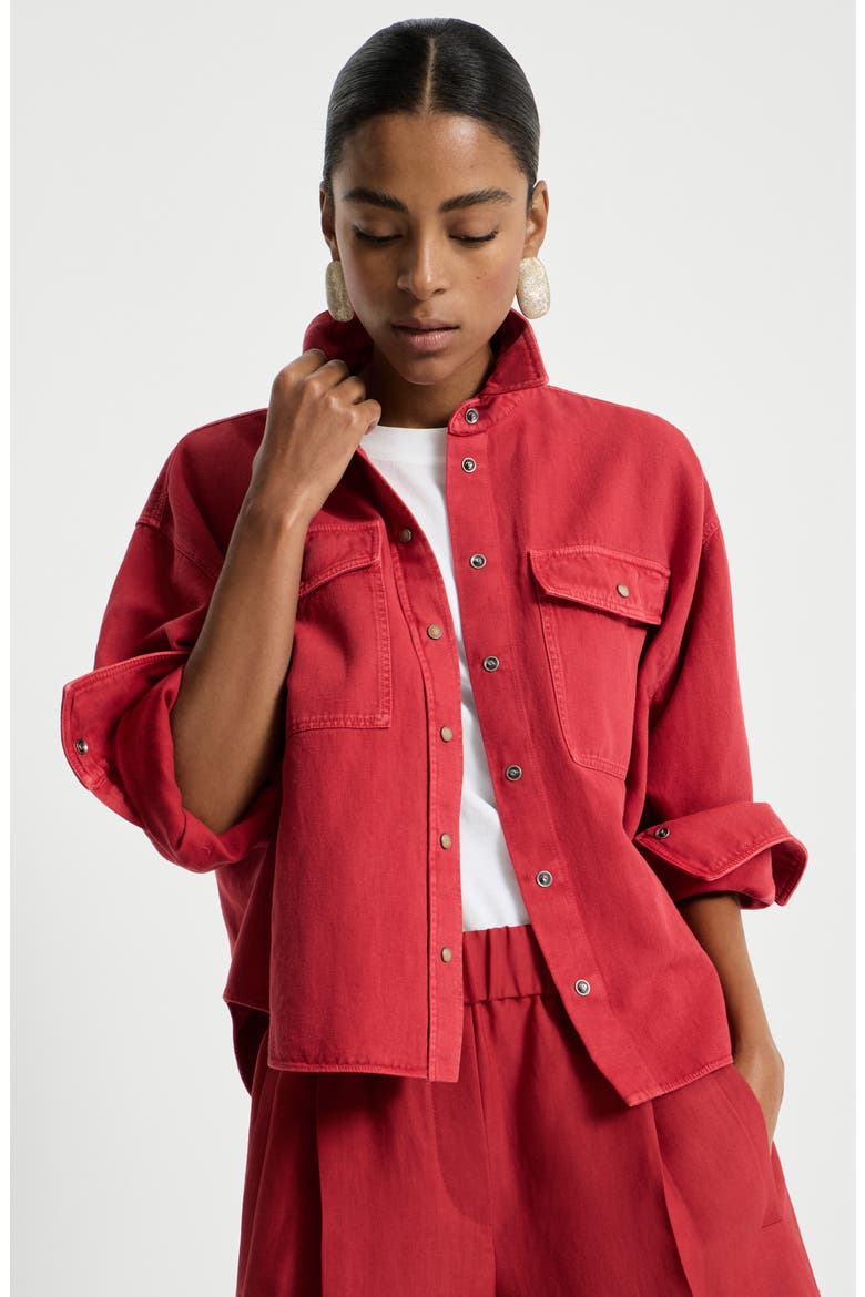 Garment-dyed cover shirt, Alternate, color, Red