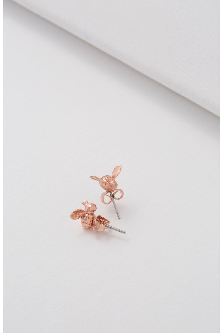 Beelii Bee Stud Earrings, Alternate, color, BRUSHED ROSE GOLD TONE