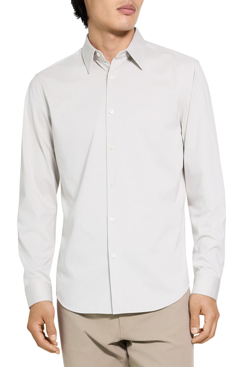 Sylvain ND Structure Knit Button-Up Shirt, Main, color, SILVER CLOUD - UQA