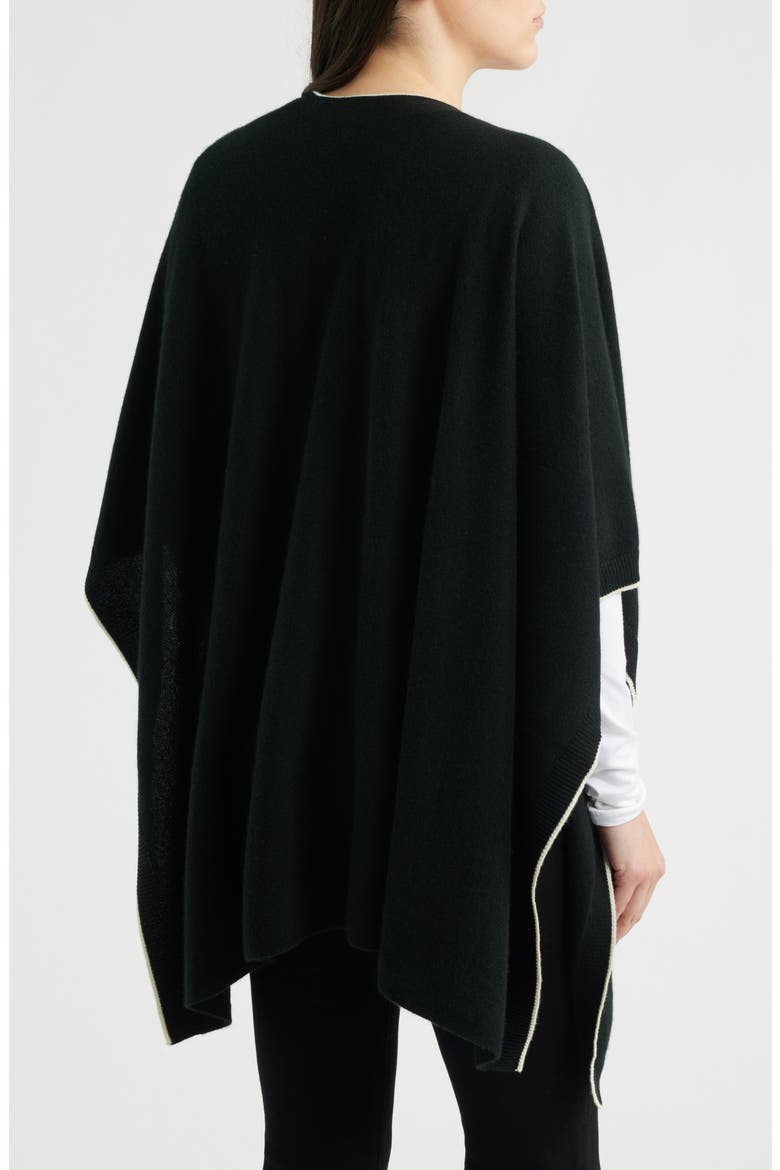 Tipped Cashmere Cape, Alternate, color, BLACK