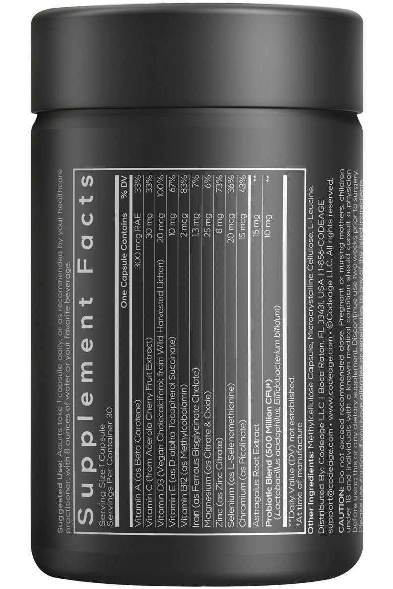Men's Multivitamin, Vitamin A, C, D3, E, B12, Zinc, Selenium, Chromium, Probiotics, Alternate, color, Black