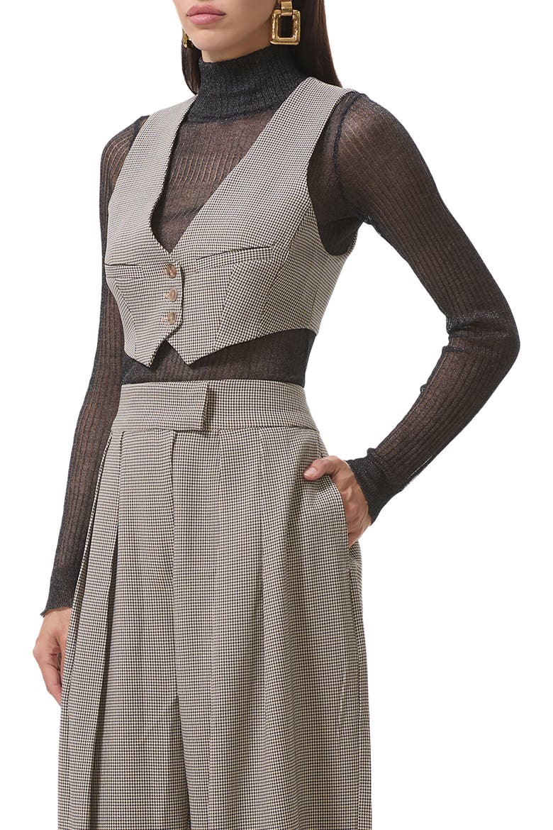 Daryl Houndstooth Crop Vest, Alternate, color, BLACK CREAM HOUNDSTOOTH