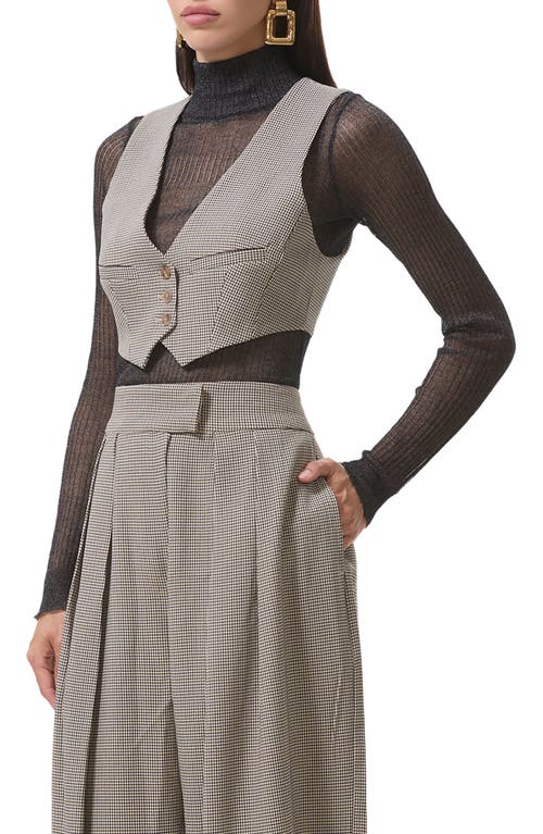 Afrm Daryl Houndstooth Crop Vest In Gray