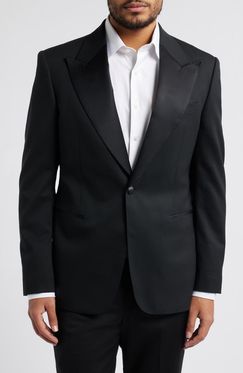 Zanella Chambers Black Stretch Wool Tuxedo Jacket, Main, color, Black