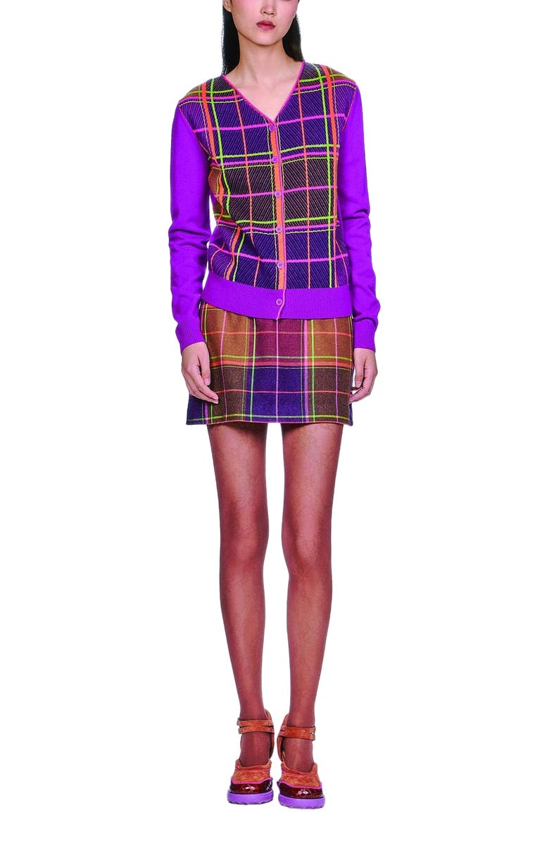 Anna Sui Caramel and Magenta Plaid Mini Skirt, Main, color,