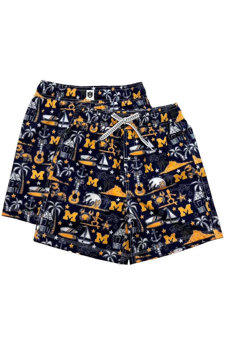 Wes & Willy Youth Wes & Willy Navy Michigan Wolverines Luau Swim Trunks, Alternate, color, Navy