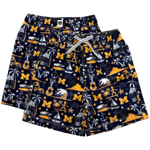 Wes & Willy Kids' Youth  Navy Michigan Wolverines Luau Swim Trunks