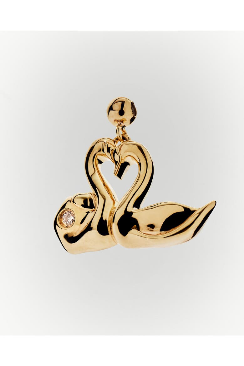 Love Swans Charm, Alternate, color, Brass