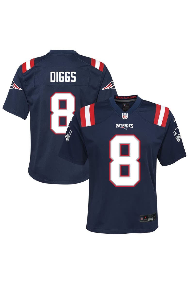 Youth Nike Stefon Diggs Navy New England Patriots Team Game Jersey, Main, color, Navy