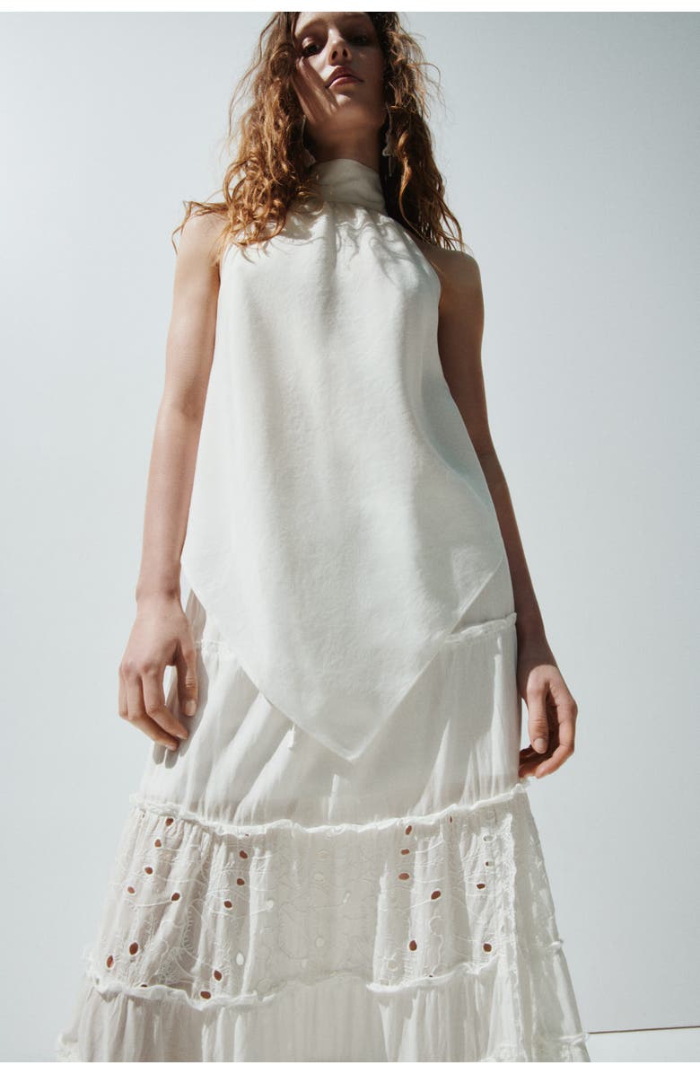 H&M Maxi skirt with eyelet embroidery, Alternate, color, Cream