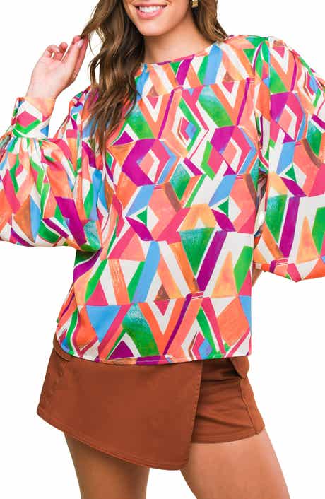 FLYING TOMATO Geometric Print Top