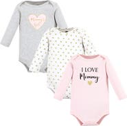 Hudson Baby Little Soft Cotton Long-Sleeve One-Piece 3Pk