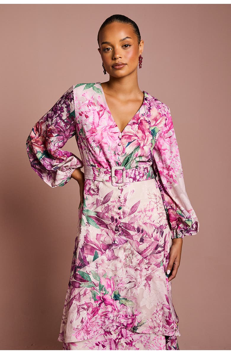 Coast Chiffon Midaxi Dress With Belt, Alternate, color, Pink