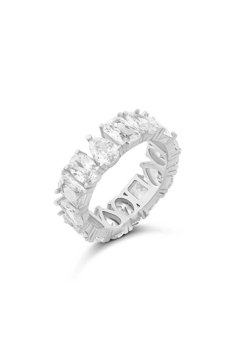 Fancy Cubic Zirconia Eternity Band Ring, Main, color, SILVER/ WHITE