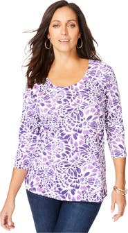 Jessica London Stretch Cotton Scoop Neck Tee