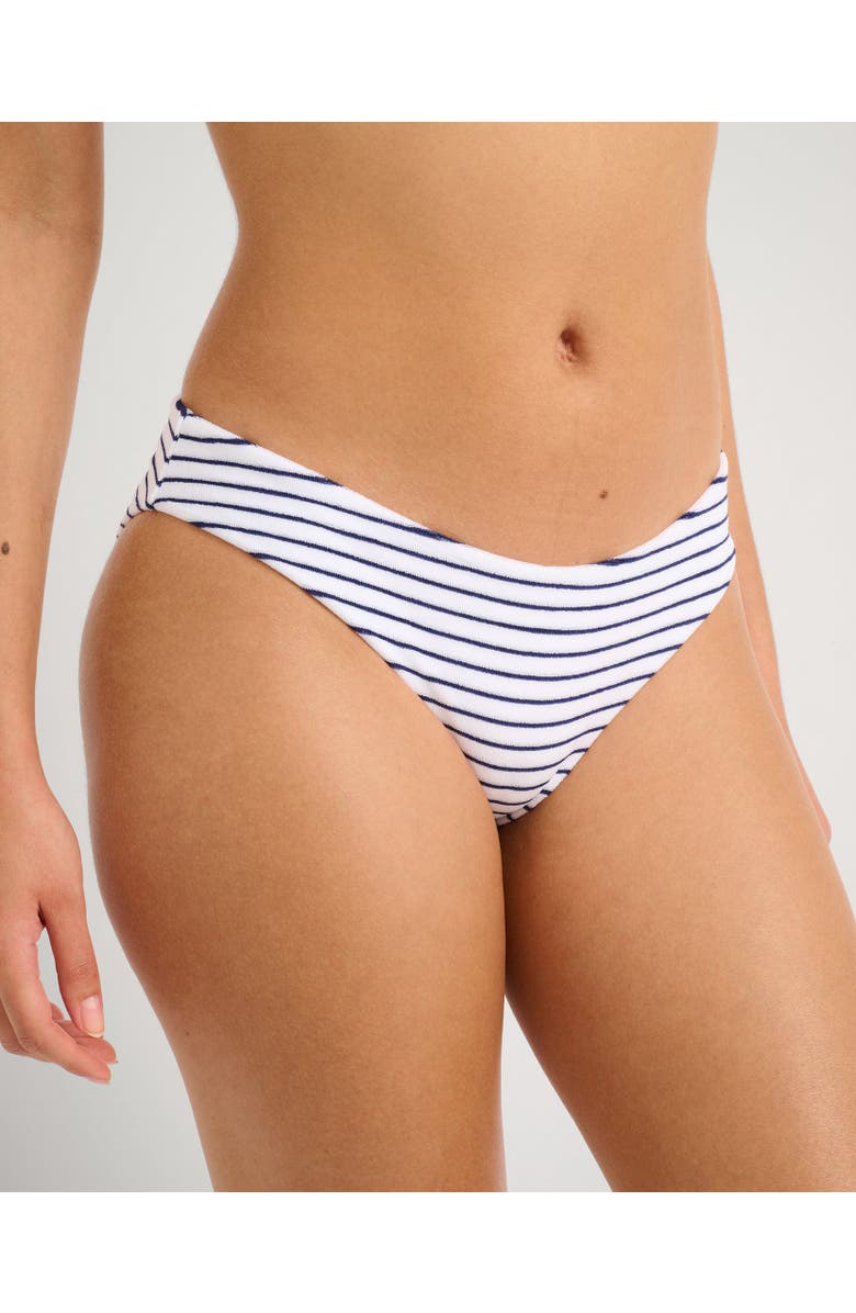 Onia Towel Terry Sailor Stripe Lily Bikini Bottom, Alternate, color, White/Deep Navy