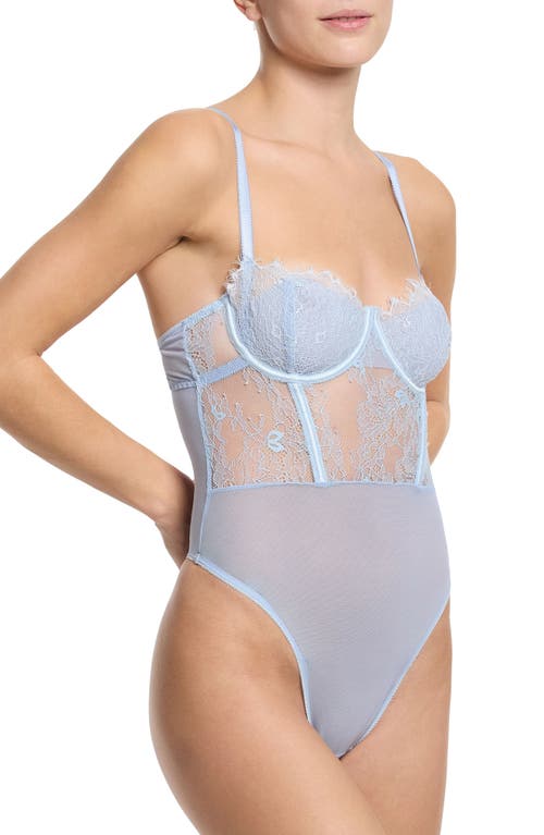 Hanky Panky Sheer Seduction Lace Inset Bodysuit In Blue