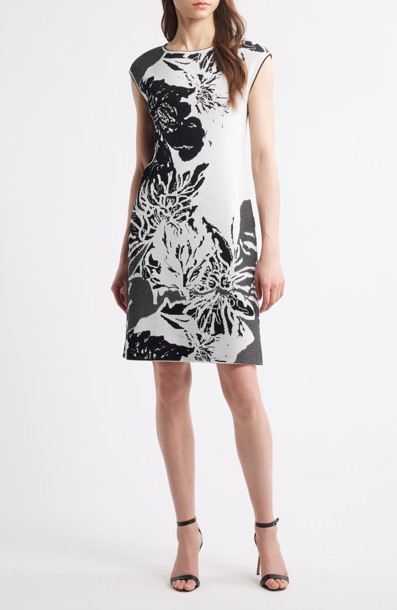 Ming Wang Floral Knit Sheath Dress, Main, color, 