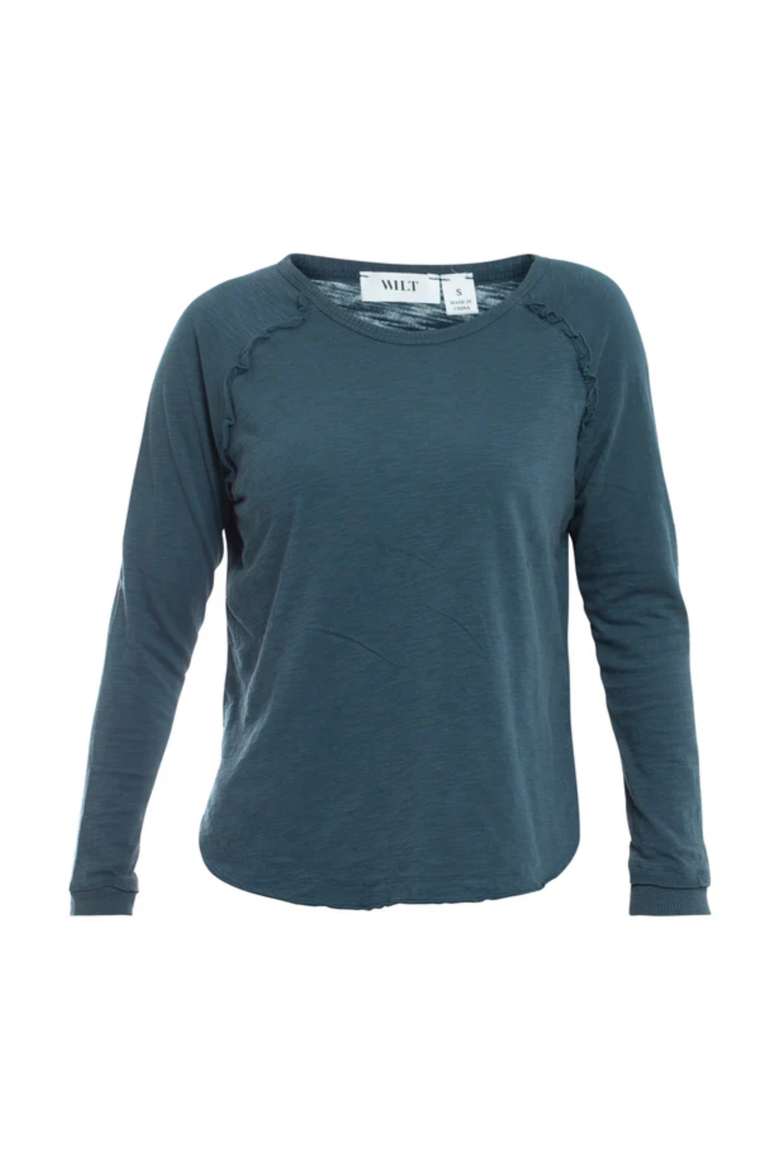 Raglan Long Sleeve Tee with Ruffle Detail, Alternate, color, Legion Blue