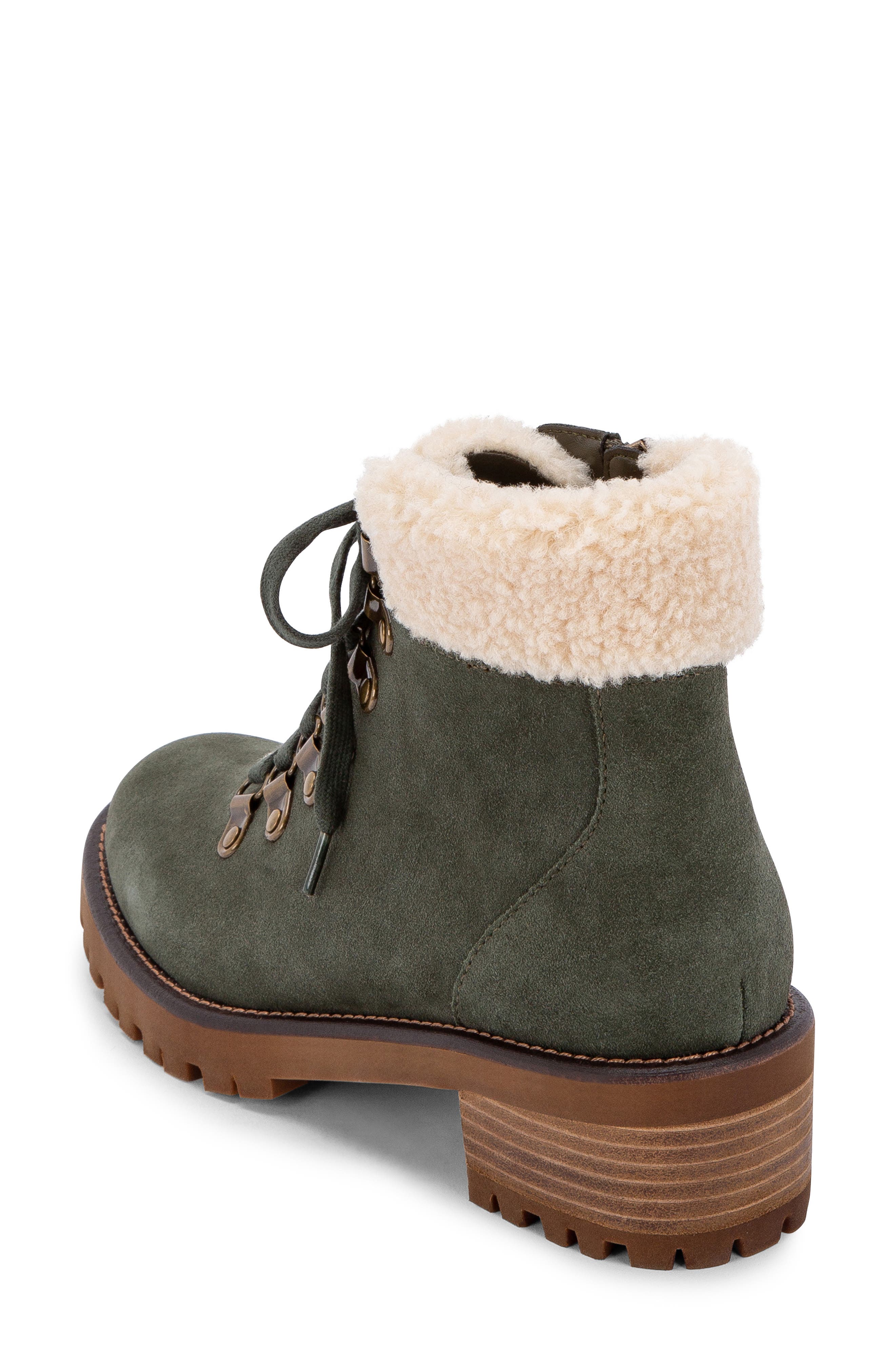 Melissa Faux Shearling Cuff Waterproof Boot, Alternate, color, OLIVE SUEDE