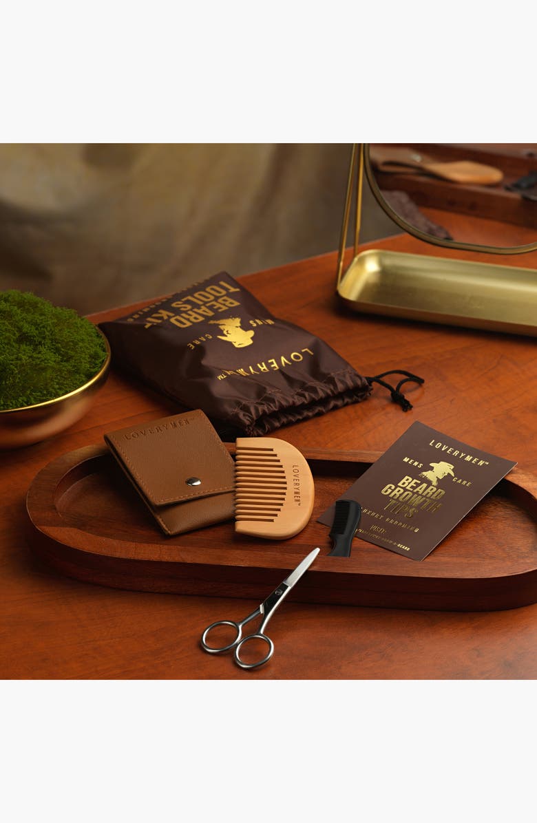 Lovery Beard Tools Kit Premium Comb, Shears, Brush, Comb To-Go, & Travel Pouch, Alternate, color, NO COLOR